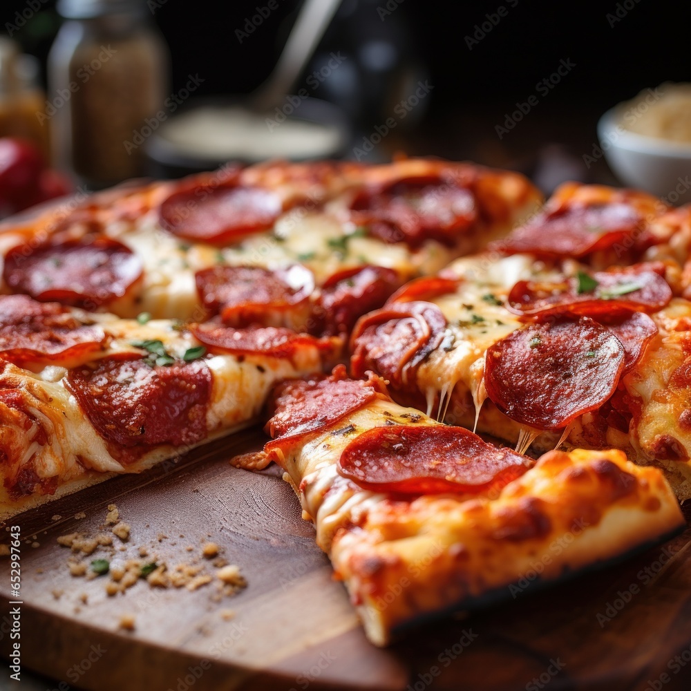 Cheesy and savory pepperoni pizza slice