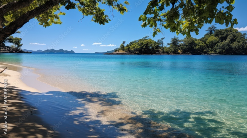 Private beach with crystal clear blue water