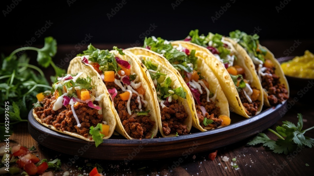 Freshly made taco with colorful toppings