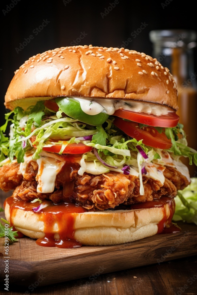 Crispy and golden fried chicken sandwich