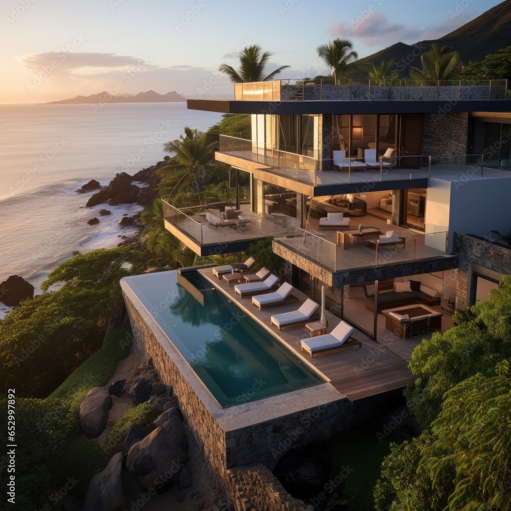 Cliffside villa with panoramic ocean views