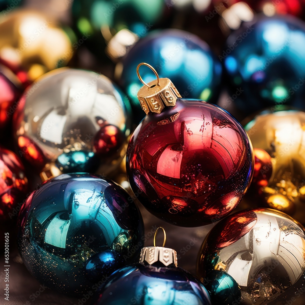 Colorful and sparkling Christmas decorations