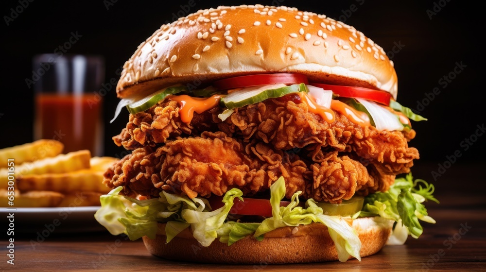 Crispy and golden fried chicken sandwich