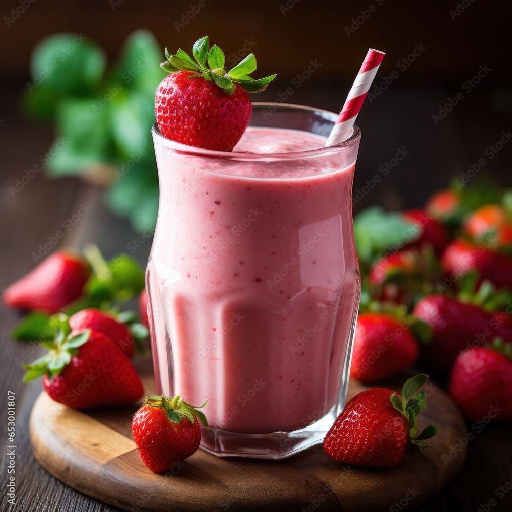 Creamy and refreshing strawberry milkshake