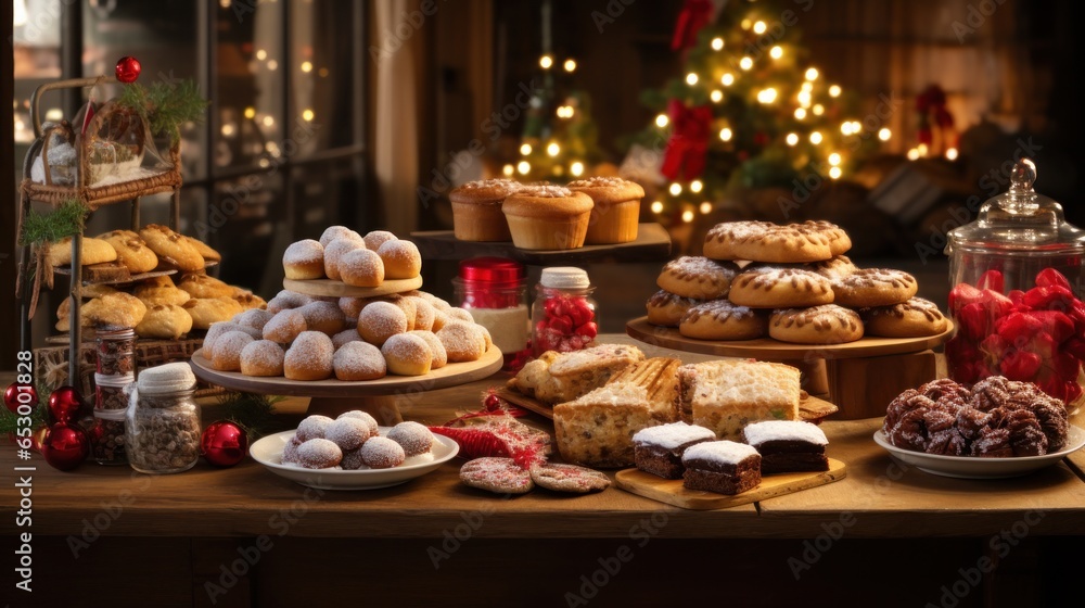 Delicious holiday treats and baked goods.