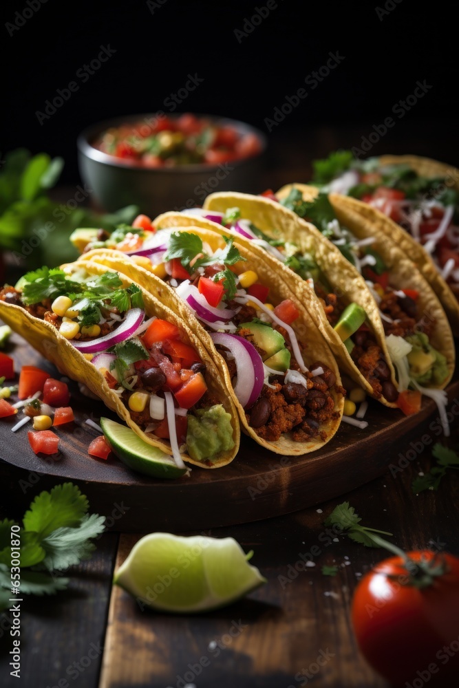 Freshly made taco with colorful toppings