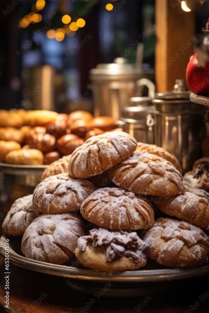 Delicious holiday treats and baked goods.