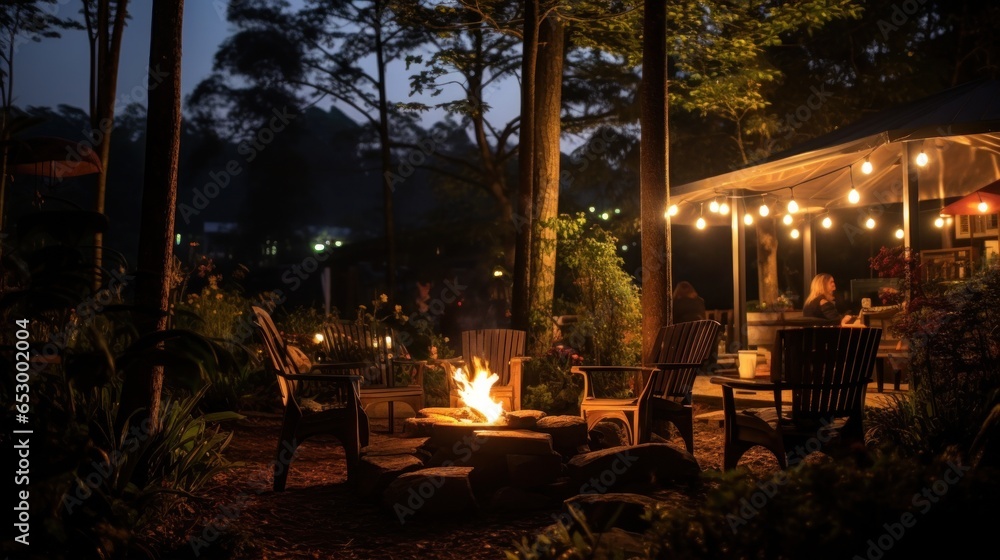 Outdoor dining under twinkling starry sky