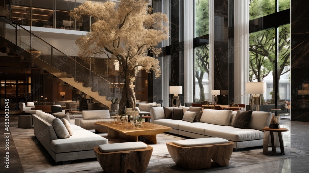 Elegant lobby with chic modern decor