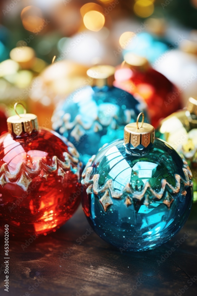 Colorful and sparkling Christmas decorations