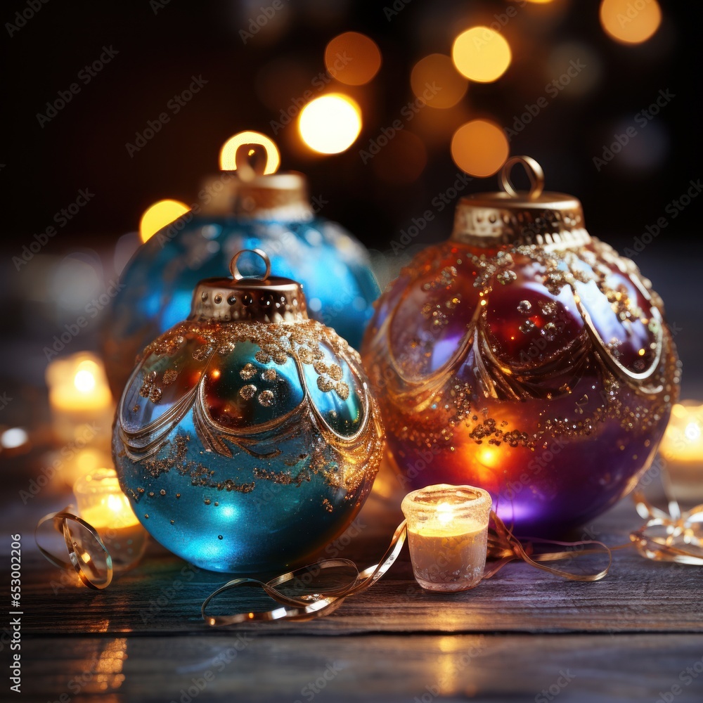 Colorful and sparkling Christmas decorations