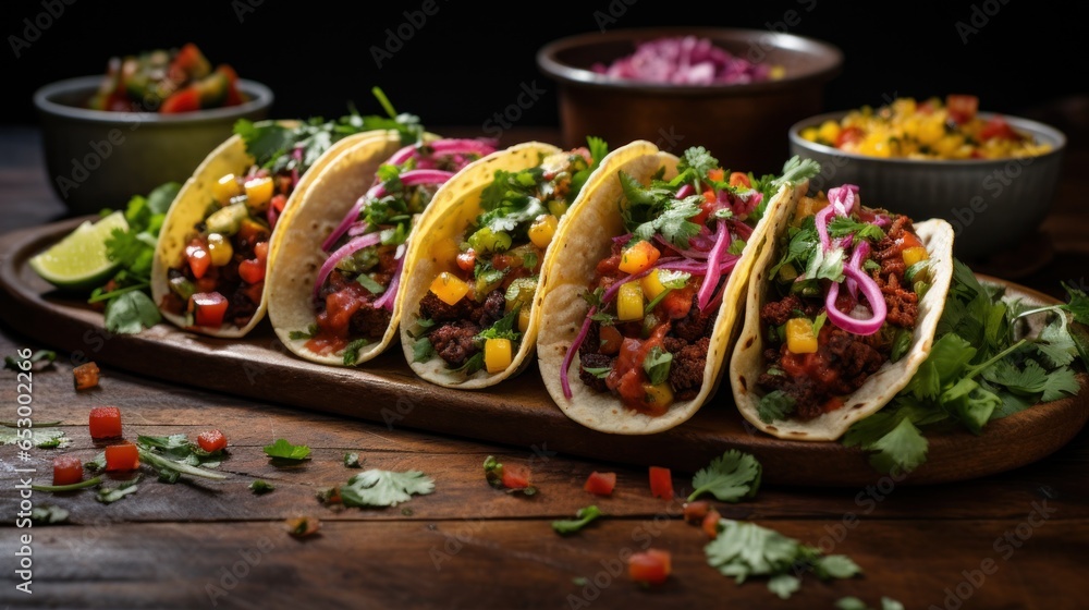 Freshly made taco with colorful toppings