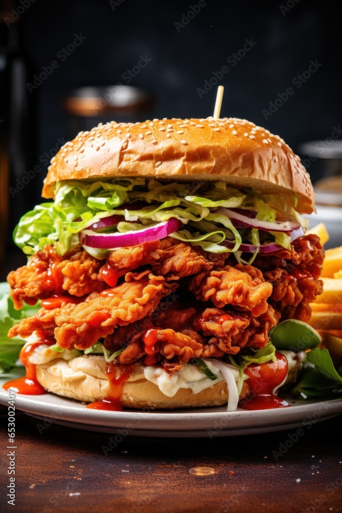 Crispy and golden fried chicken sandwich