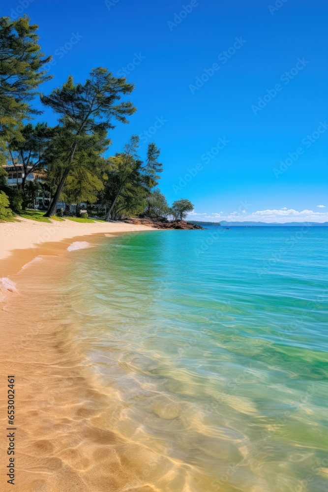 Private beach with crystal clear blue water