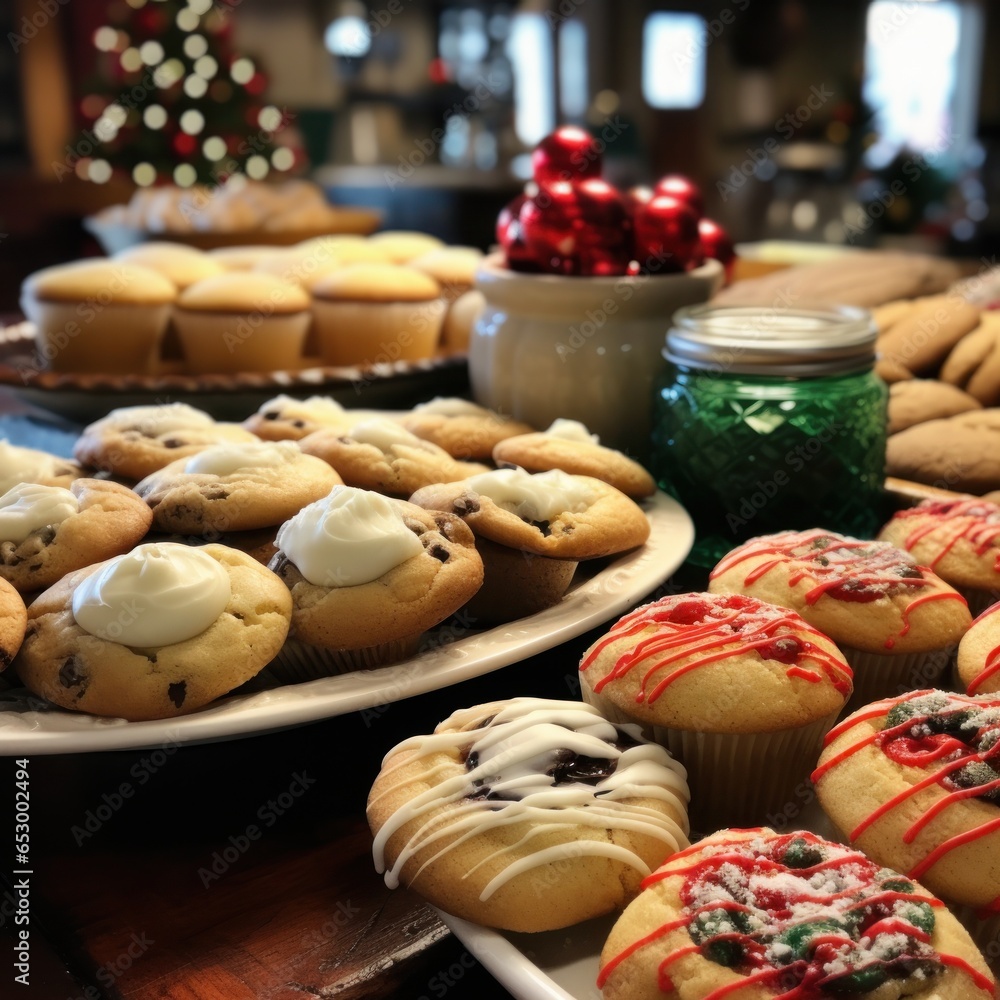 Delicious holiday treats and baked goods.