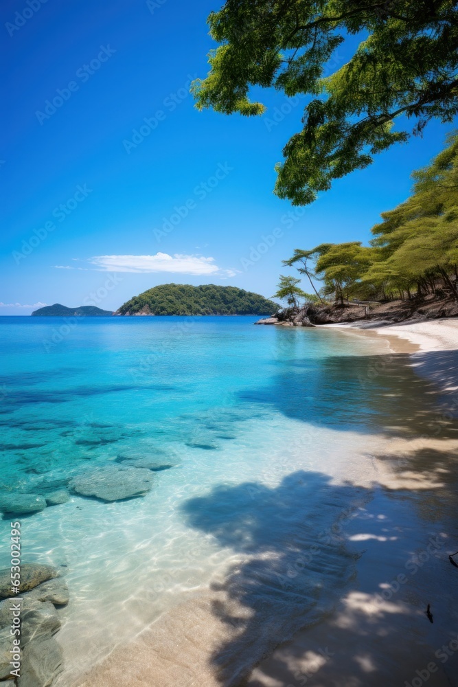 Private beach with crystal clear blue water