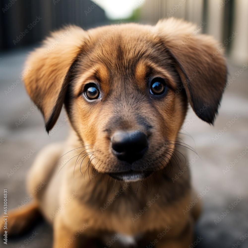 Cute puppy with big brown eyes.