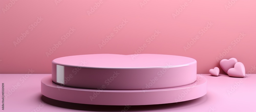 Romantic illustration of a pink platform with a heart shaped pedestal perfect for gift display on special occasions like Valentine s Day or birthdays