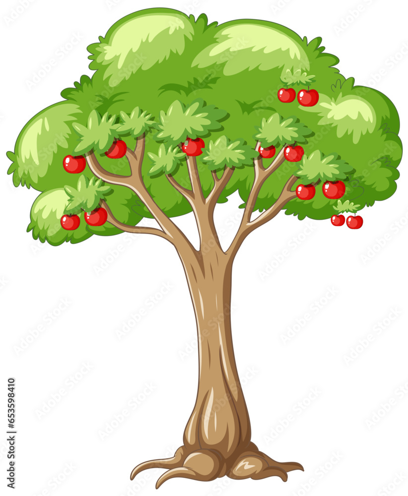 Isolated Apple Tree Cartoon Illustration in Vector Style