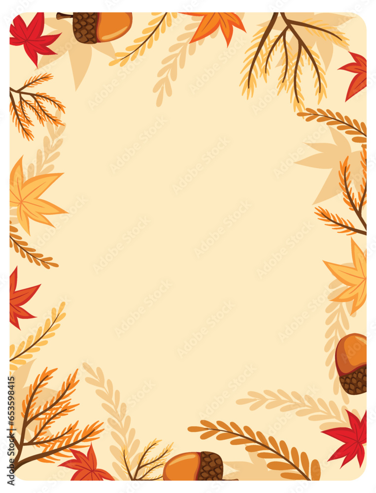 Autumn A-Frame Border Template with Maple Leaves and Acorn