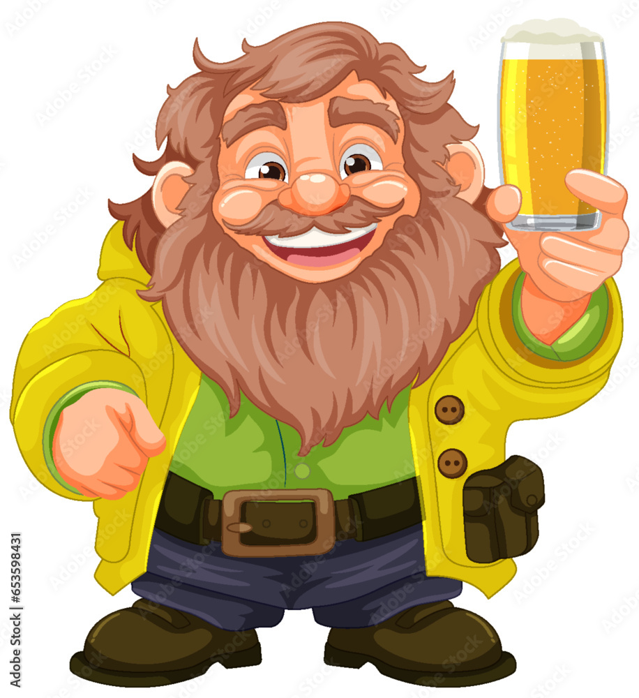 Cheerful Old Man Enjoying a Pint of Beer