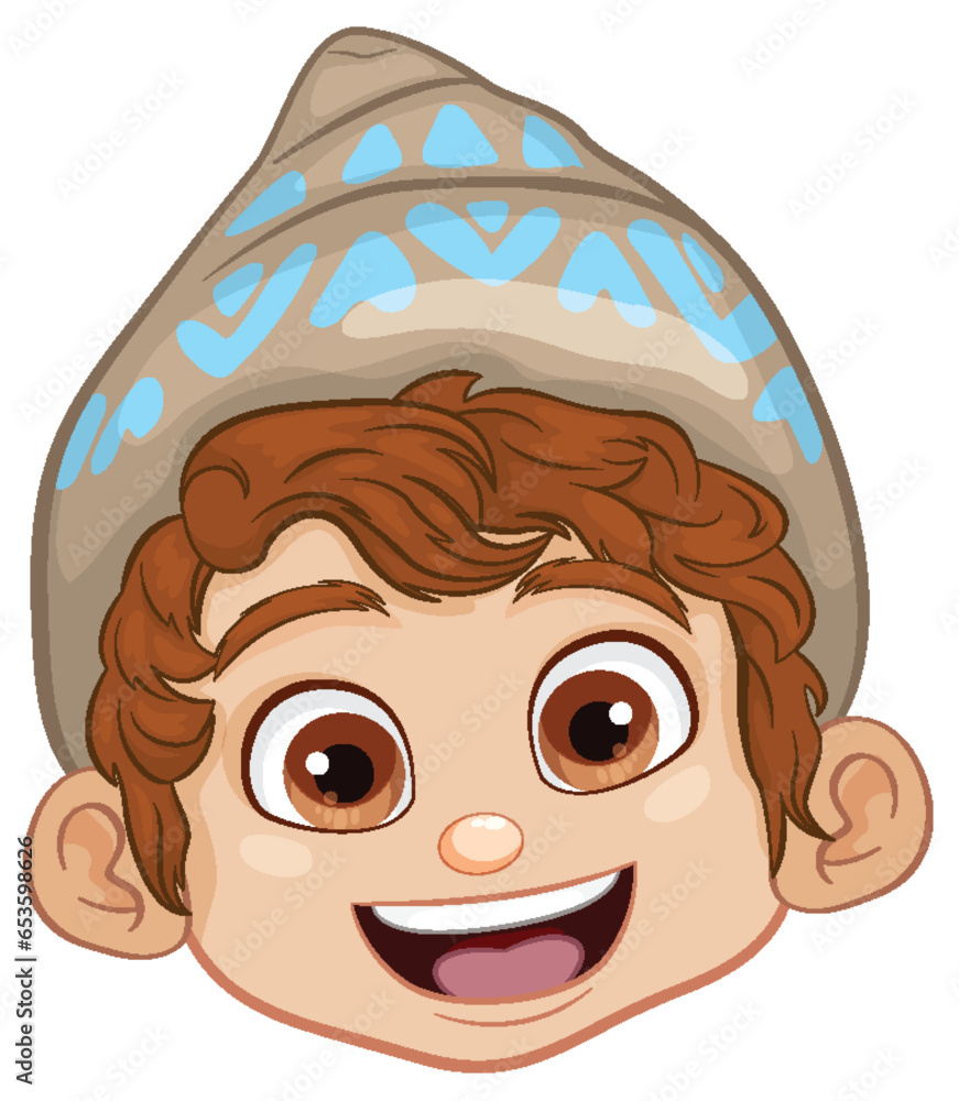 Cheerful Boy with Party Beanie Hat