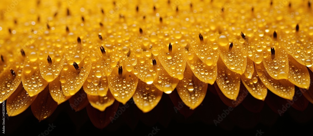 Sunflower pollen captured in macro shot