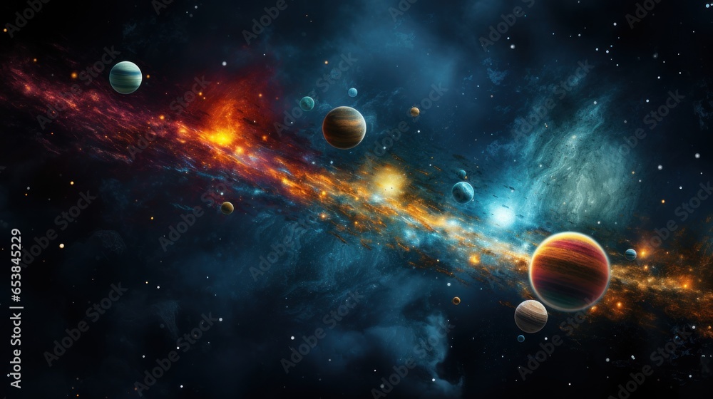 Planets in our solar system with vibrant colors