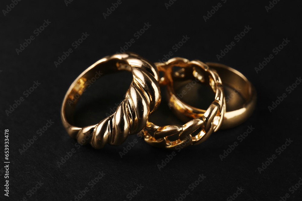 Beautiful rings on black background