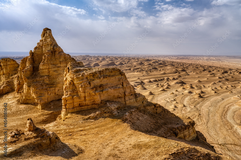 wild Yardang landforms in sunset in Qinghai, China