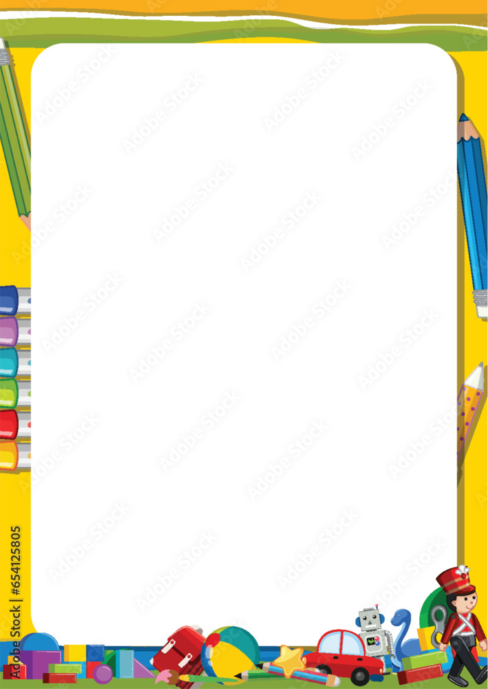 Childrens Toys on Background Frame Border Template