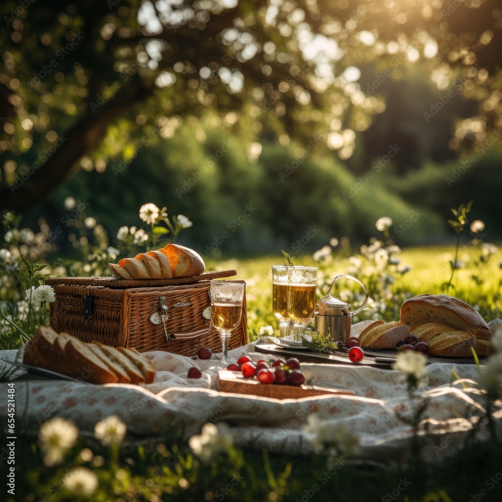 Picnic in the park. charming, relaxed, sweet, playful, natural