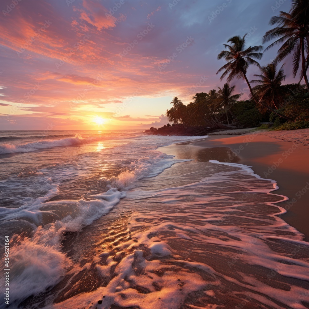 Sunset beach. serene, breathtaking, romantic, dreamy, peaceful