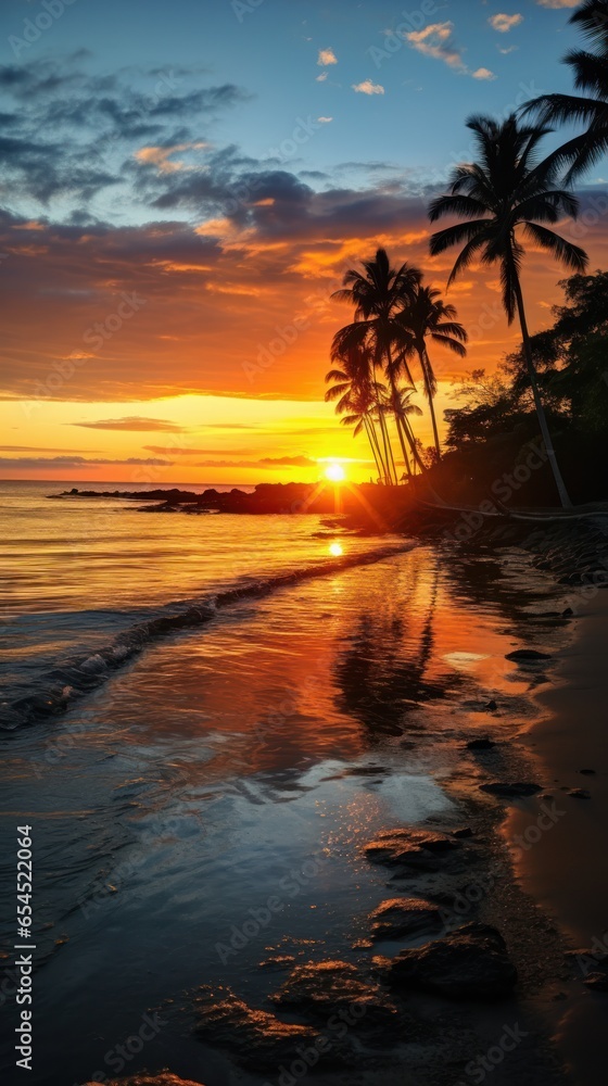 Sunset beach. serene, breathtaking, romantic, dreamy, peaceful