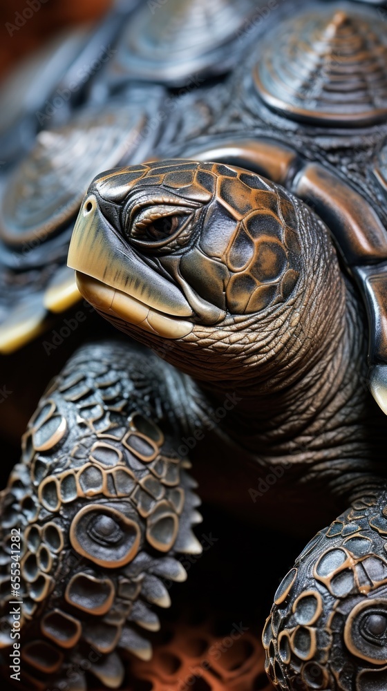 Close-up of the intricate details of a sea turtles shell