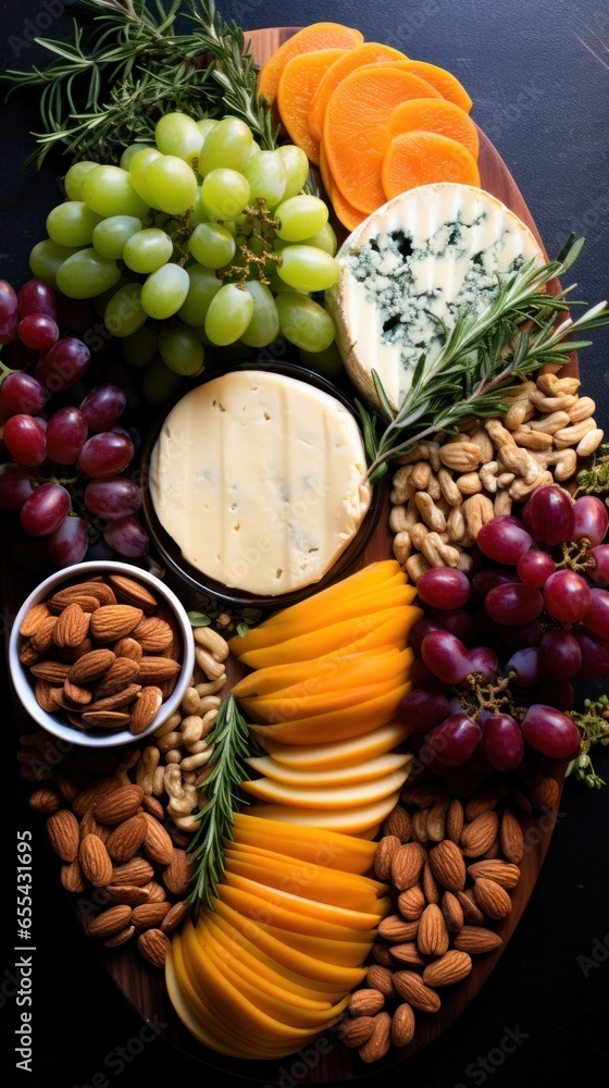 Vegan cheeseboard. colorful, flavorful, and dairy-free