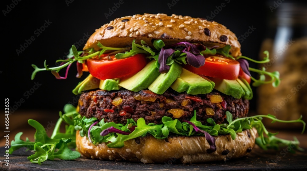 Plant-based burger. juicy meaty and guilt-free