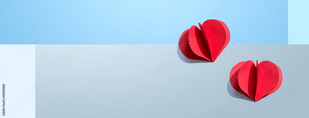 Valentines day or Appreciation theme with paper craft hearts