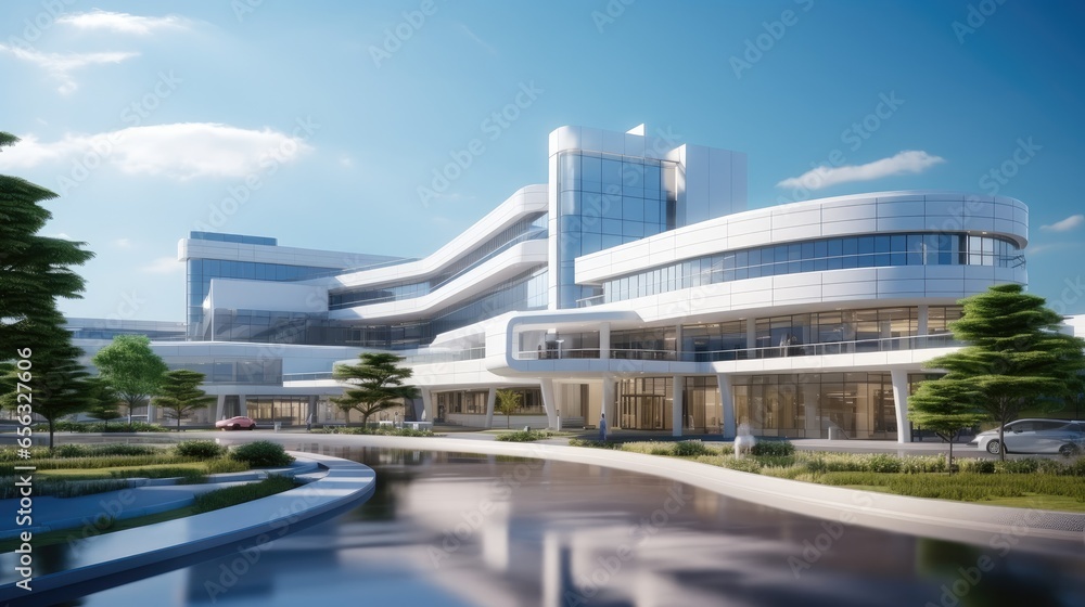 Modern futuristic hospital.