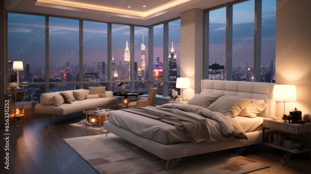 Most comfy bedroom in a luxury high rise.