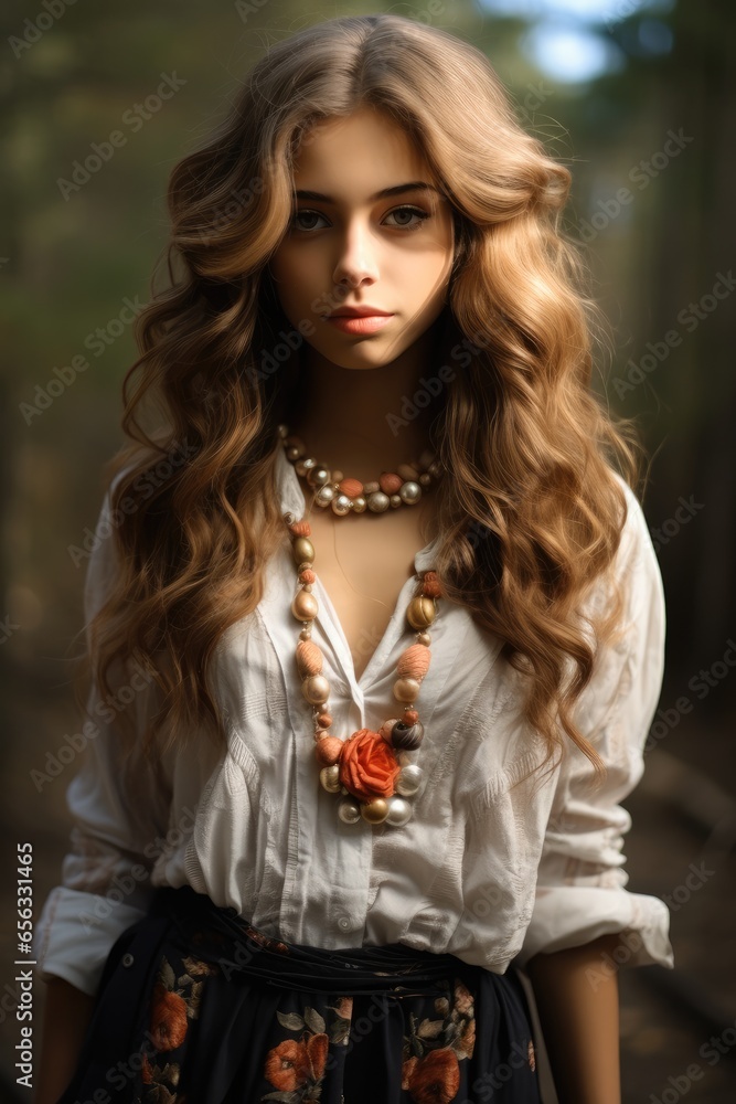 Portrait of Beautiful Girl with Nature style.