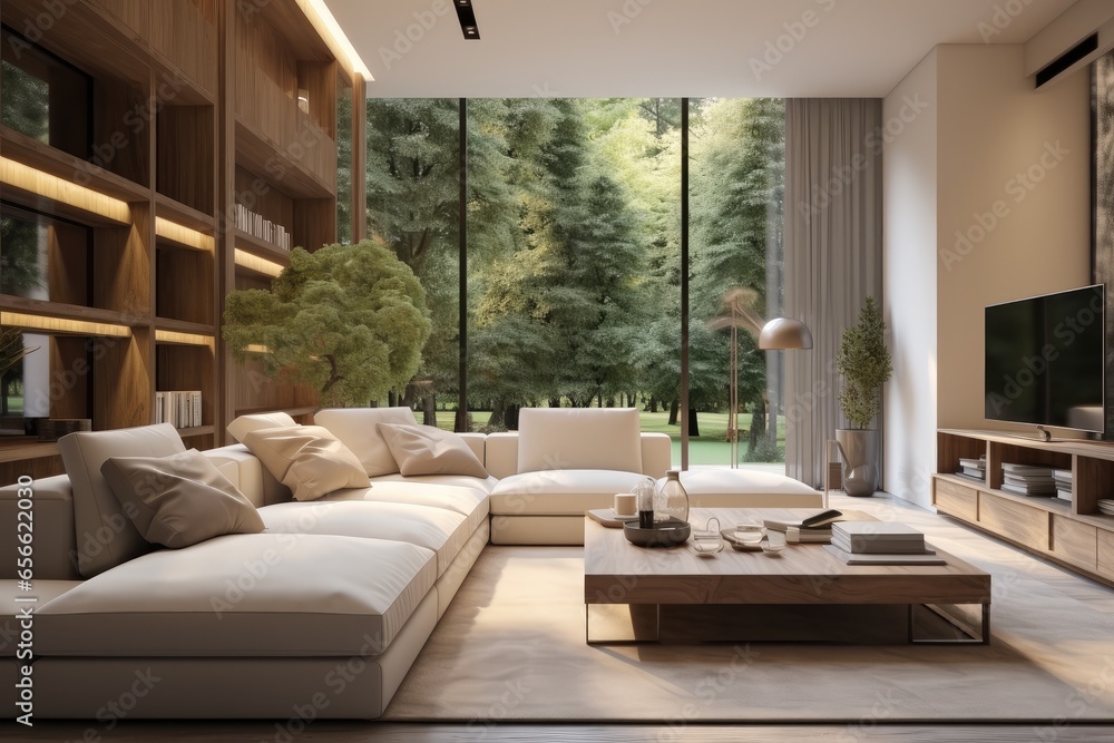 Interior decoration rendering in a modern living room minimalist style.