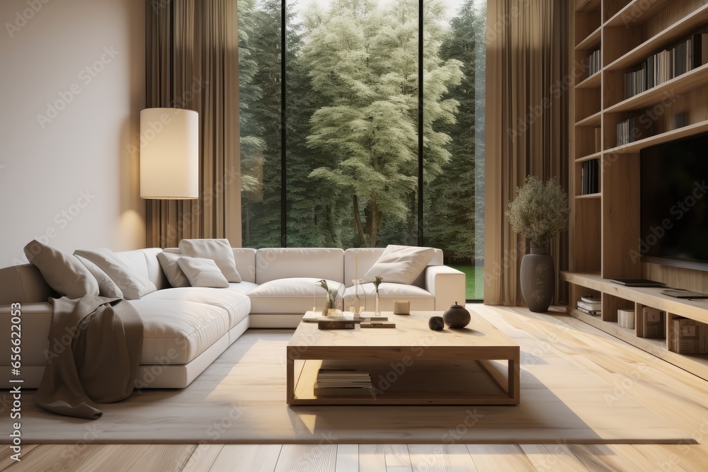 Interior decoration rendering in a modern living room minimalist style.