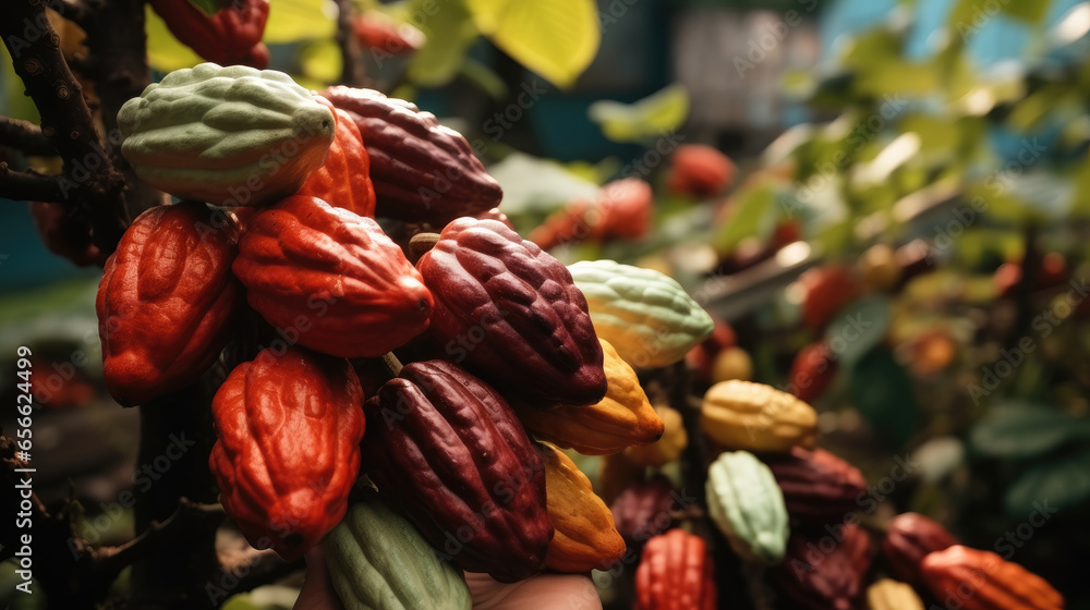 Ripe of cacao plant tree.