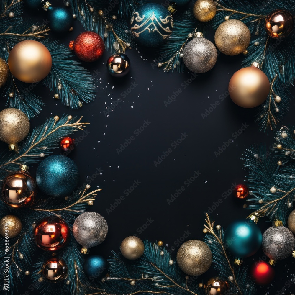 Christmas holiday frame with colorful balls