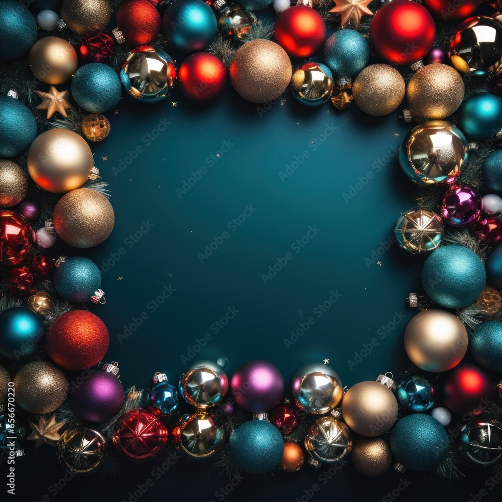 Christmas holiday frame with colorful balls