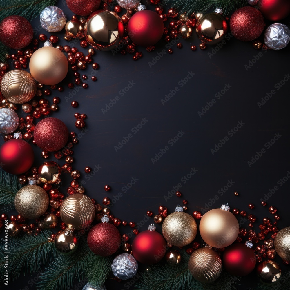 Christmas holiday frame with colorful balls