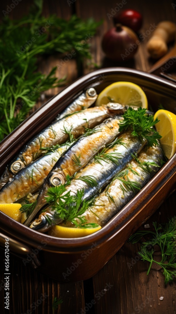 Sardines. Small, oily fish with a strong taste