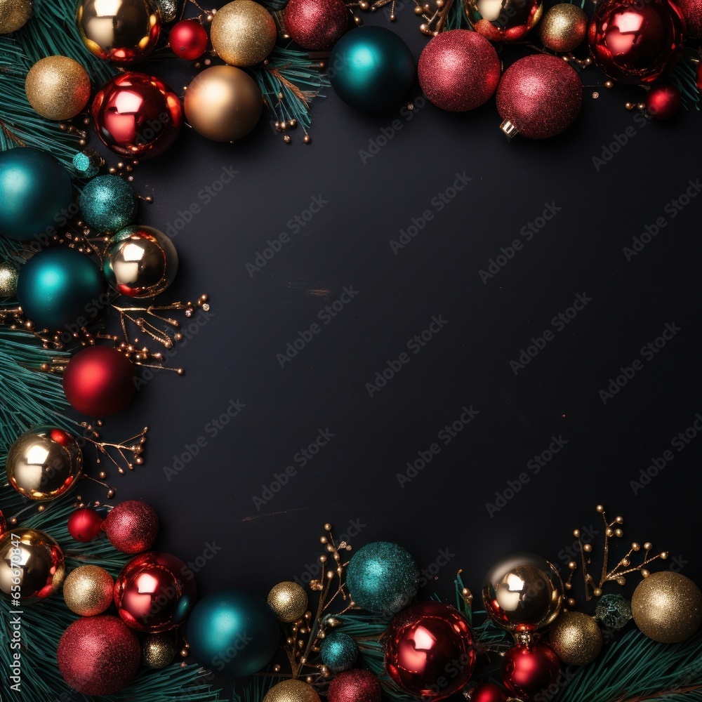 Christmas holiday frame with colorful balls