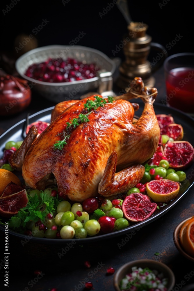 Thanksgiving chicken with veggies and herbs